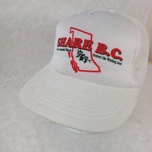SHARE BC Preserve Protect Hat Snapback Baseball Vintage 80s Cap Dad Trucker